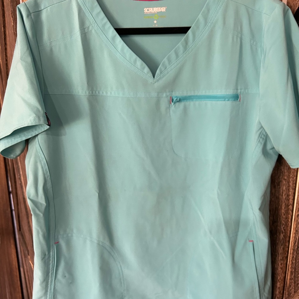Scrubstar Green Medical Scrub Top V-Neck Short Sleeves